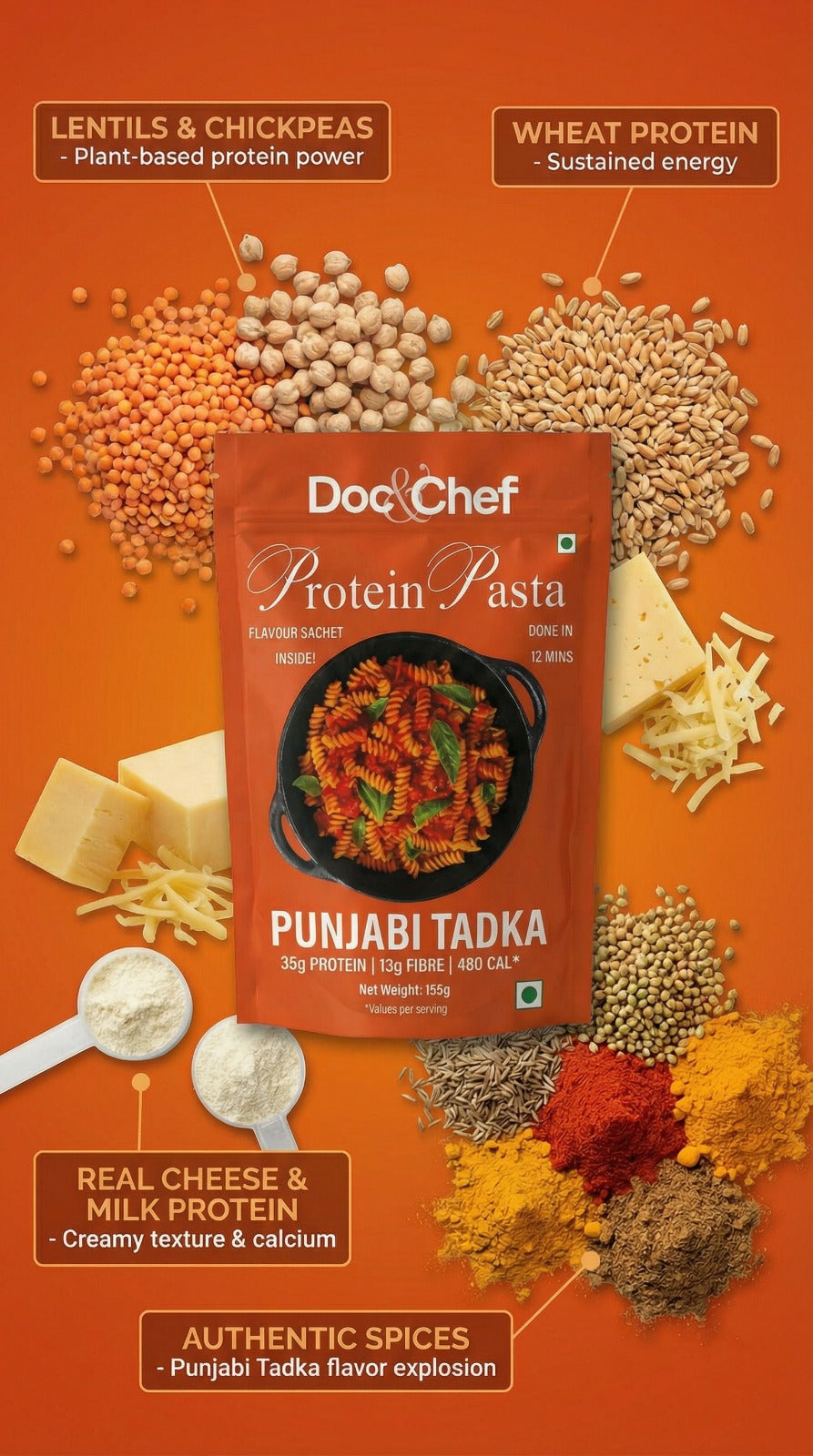 Punjabi Tadka - High Protein Lentil Pasta