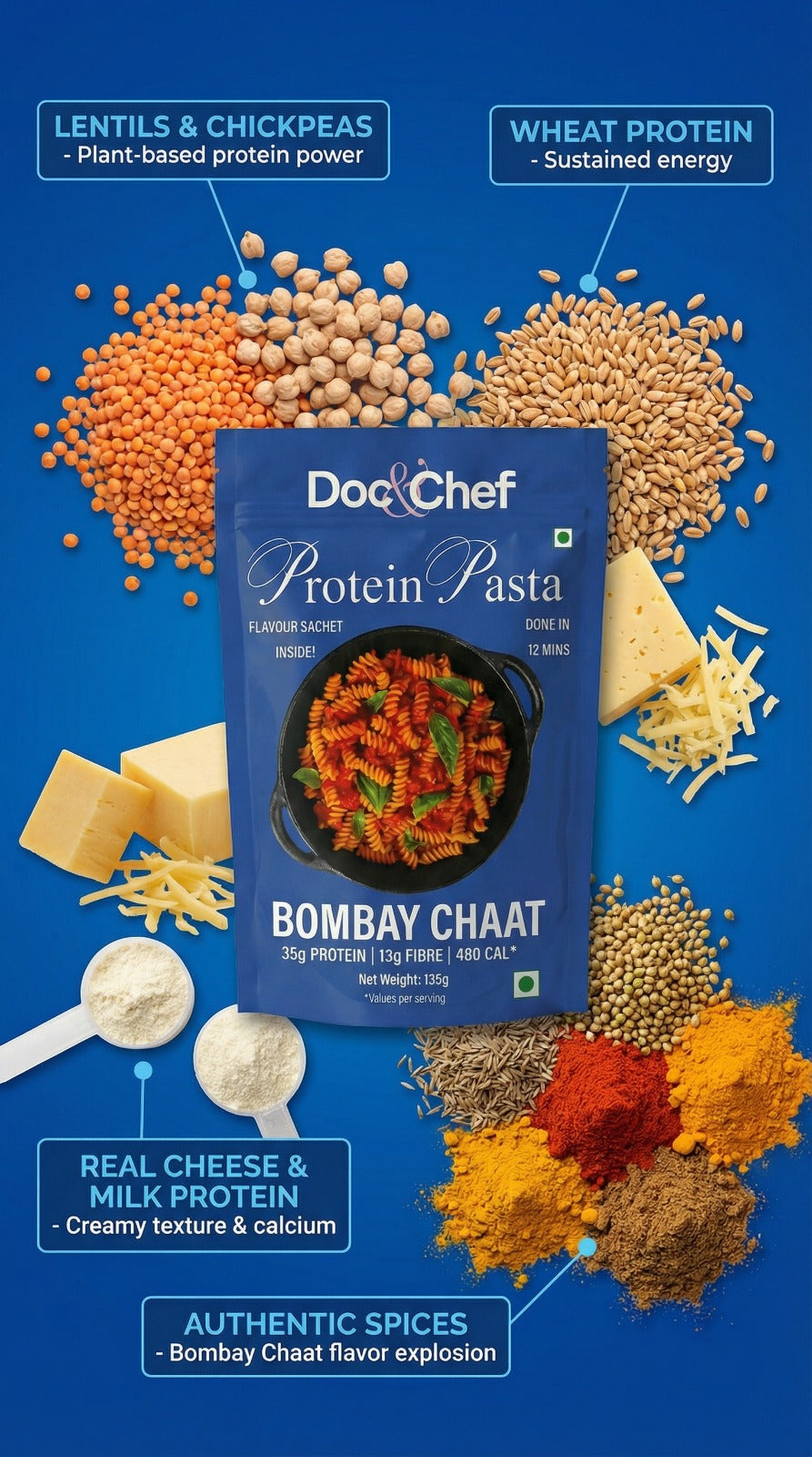 Bombay Chaat - High Protein Lentil Pasta